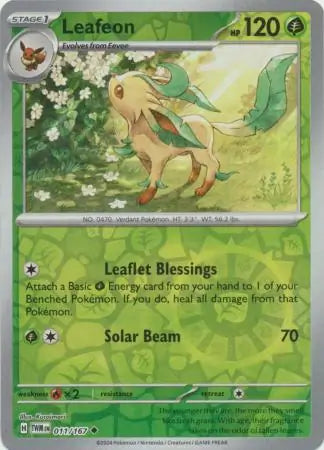 Leafeon 011/167 (SV06: Twilight Masquerade)  - Reverse Holofoil | Good Games Morley