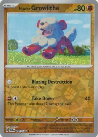 Hisuian Growlithe 099/167 (SV06: Twilight Masquerade)  - Reverse Holofoil | Good Games Morley