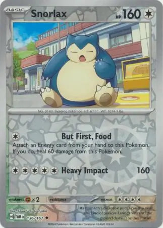 Snorlax 136/167 (SV06: Twilight Masquerade)  - Reverse Holofoil | Good Games Morley