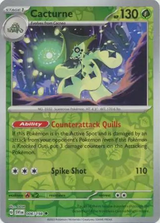 Cacturne 006/198 (SV01: Scarlet & Violet Base Set)  - Reverse Holofoil | Good Games Morley