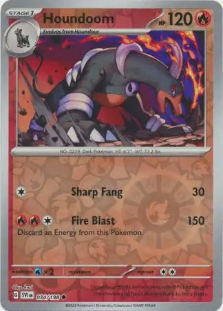Houndoom 034/198 (SV01: Scarlet & Violet Base Set)  - Reverse Holofoil | Good Games Morley