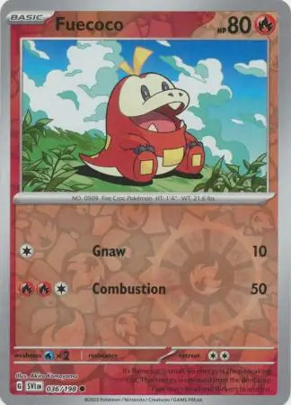 Fuecoco 036/198 (SV01: Scarlet & Violet Base Set)  - Reverse Holofoil | Good Games Morley