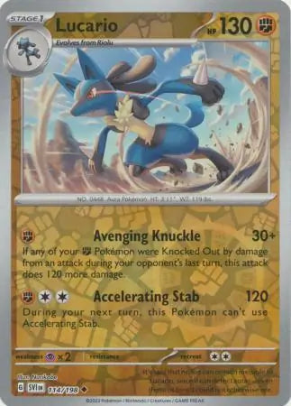 Lucario 114/198 (SV01: Scarlet & Violet Base Set)  - Reverse Holofoil | Good Games Morley