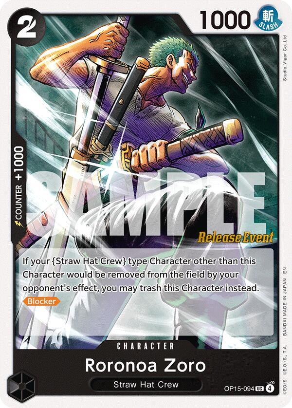 Roronoa Zoro OP15 094 OP15-094 (Adventure on Kami's Island Release Event Cards)  | Good Games Morley