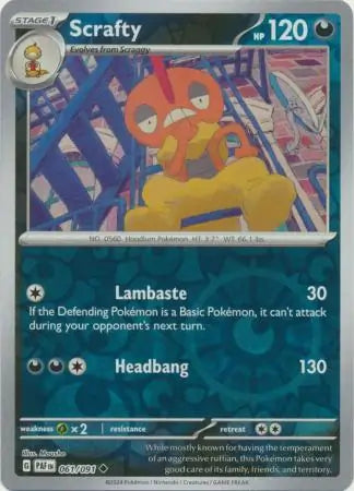 Scrafty 061/091 (SV: Paldean Fates)  - Reverse Holofoil | Good Games Morley