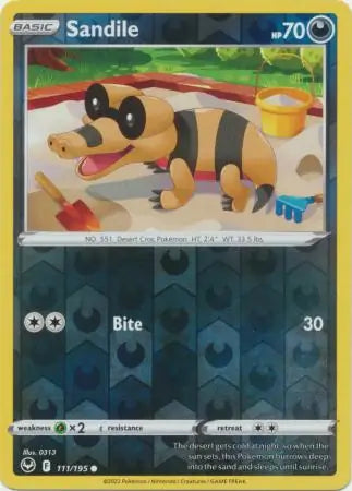 Sandile 111/195 (SWSH12: Silver Tempest)  - Reverse Holofoil | Good Games Morley