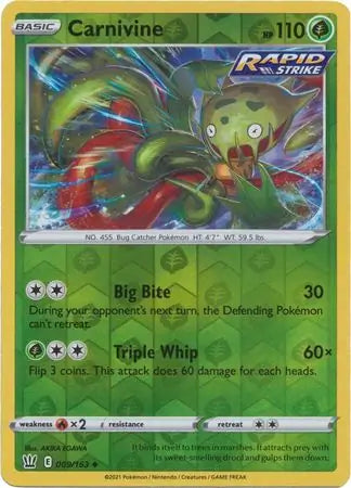 Carnivine 009/163 (SWSH05: Battle Styles)  - Reverse Holofoil | Good Games Morley
