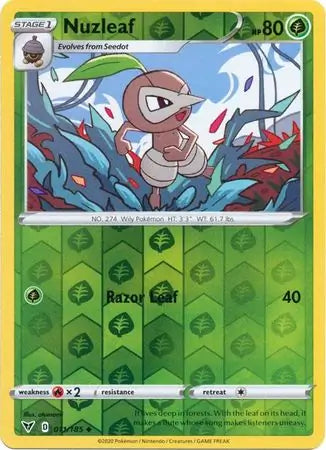 Nuzleaf 011/185 (SWSH04: Vivid Voltage)  - Reverse Holofoil | Good Games Morley