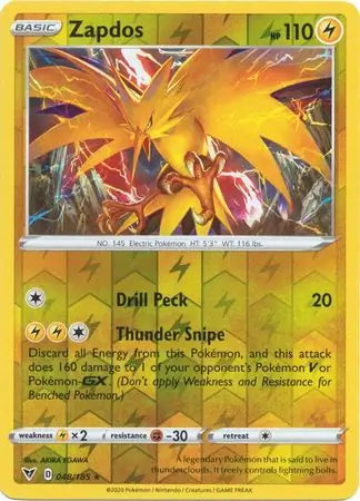Zapdos 048/185 (SWSH04: Vivid Voltage)  - Reverse Holofoil | Good Games Morley