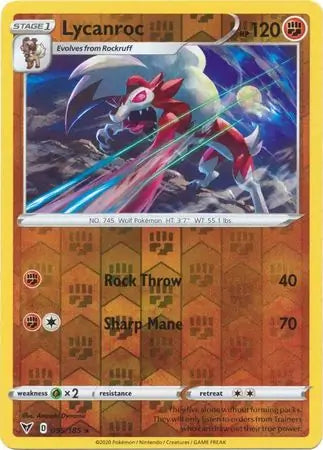 Lycanroc 095/185 (SWSH04: Vivid Voltage)  - Reverse Holofoil | Good Games Morley