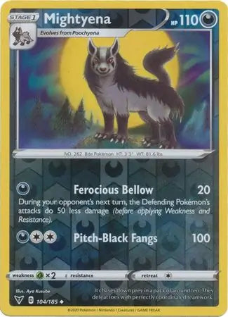 Mightyena 104/185 (SWSH04: Vivid Voltage)  - Reverse Holofoil | Good Games Morley