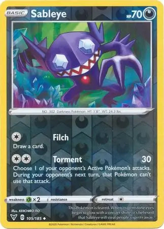 Sableye 105/185 (SWSH04: Vivid Voltage)  - Reverse Holofoil | Good Games Morley