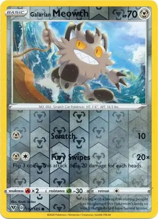 Galarian Meowth 112/185 (SWSH04: Vivid Voltage)  - Reverse Holofoil | Good Games Morley