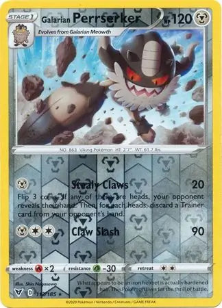 Galarian Perrserker 113/185 (SWSH04: Vivid Voltage)  - Reverse Holofoil | Good Games Morley