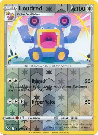 Loudred 136/185 (SWSH04: Vivid Voltage)  - Reverse Holofoil | Good Games Morley