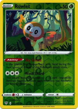 Rowlet 011/189 (SWSH03: Darkness Ablaze)  - Reverse Holofoil | Good Games Morley