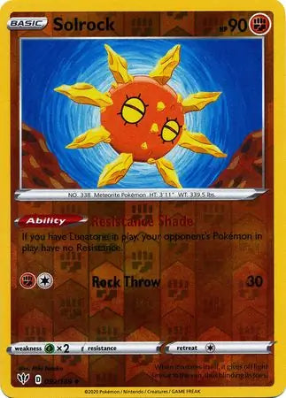 Solrock 092/189 (SWSH03: Darkness Ablaze)  - Reverse Holofoil | Good Games Morley