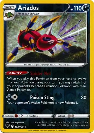 Ariados 103/189 (SWSH03: Darkness Ablaze)  - Reverse Holofoil | Good Games Morley