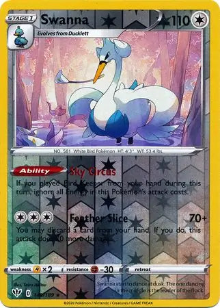 Swanna 149/189 (SWSH03: Darkness Ablaze)  - Reverse Holofoil | Good Games Morley