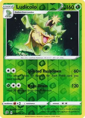 Ludicolo 009/192 (SWSH02: Rebel Clash)  - Reverse Holofoil | Good Games Morley
