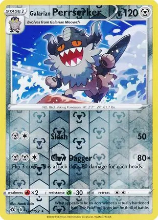 Galarian Perrserker 127/192 (SWSH02: Rebel Clash)  - Reverse Holofoil | Good Games Morley