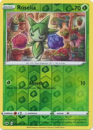 Roselia 002/202 (SWSH01: Sword & Shield Base Set)  - Reverse Holofoil | Good Games Morley