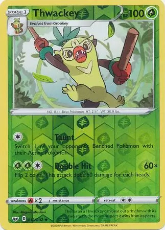 Thwackey 012/202 (SWSH01: Sword & Shield Base Set)  - Reverse Holofoil | Good Games Morley