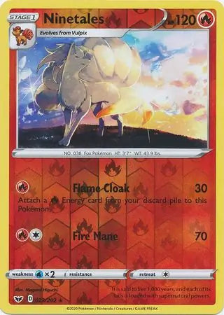 Ninetales 023/202 (SWSH01: Sword & Shield Base Set)  - Reverse Holofoil | Good Games Morley