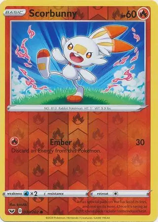 Scorbunny 030/202 (SWSH01: Sword & Shield Base Set)  - Reverse Holofoil | Good Games Morley