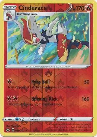 Cinderace 035/202 (SWSH01: Sword & Shield Base Set)  - Reverse Holofoil | Good Games Morley