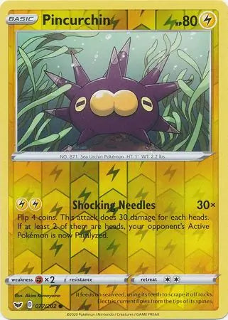 Pincurchin 077/202 (SWSH01: Sword & Shield Base Set)  - Reverse Holofoil | Good Games Morley
