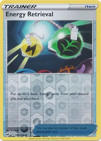 Energy Retrieval 160/202 (SWSH01: Sword & Shield Base Set)  - Reverse Holofoil | Good Games Morley