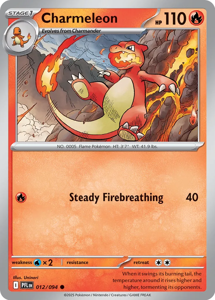 Charmeleon 012/094 (ME02: Phantasmal Flames)  - Reverse Holofoil | Good Games Morley
