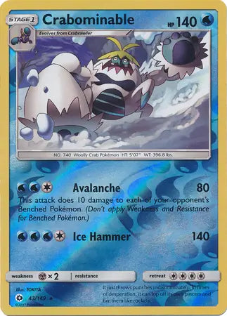 Crabominable 43/149 (SM Base Set)  - Reverse Holofoil | Good Games Morley