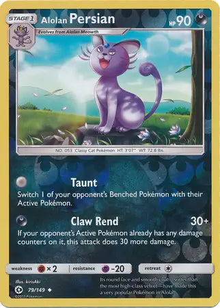 Alolan Persian 79/149 (SM Base Set)  - Reverse Holofoil | Good Games Morley