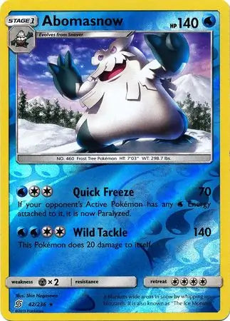 Abomasnow 42/236 (SM - Unified Minds)  - Reverse Holofoil | Good Games Morley