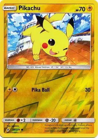 Pikachu 54/214 (SM - Unbroken Bonds)  - Reverse Holofoil | Good Games Morley