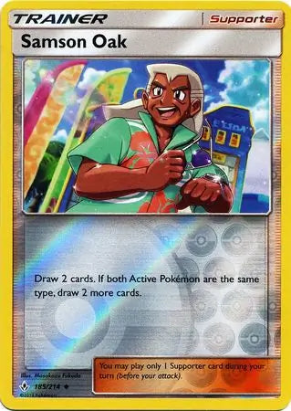 Samson Oak 185/214 (SM - Unbroken Bonds)  - Reverse Holofoil | Good Games Morley