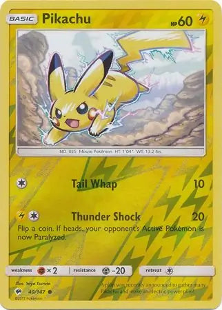 Pikachu 40/147 (SM - Burning Shadows)  - Reverse Holofoil | Good Games Morley