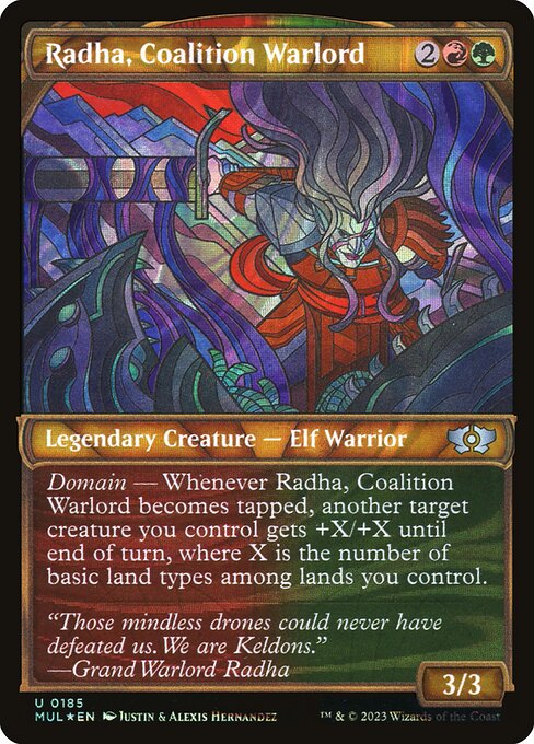 Radha, Coalition Warlord 185/65 (March of the Machine: Multiverse Legends)  - Showcase Halo Foil | Good Games Morley