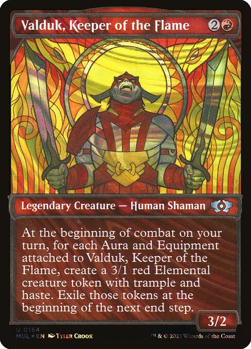 Valduk, Keeper of the Flame 154/65 (March of the Machine: Multiverse Legends)  - Showcase Halo Foil | Good Games Morley