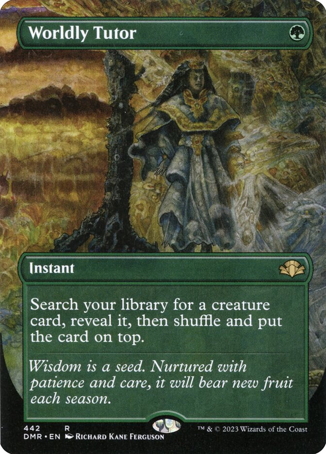 Worldly Tutor 442/261 (Dominaria Remastered)  - Borderless | Good Games Morley