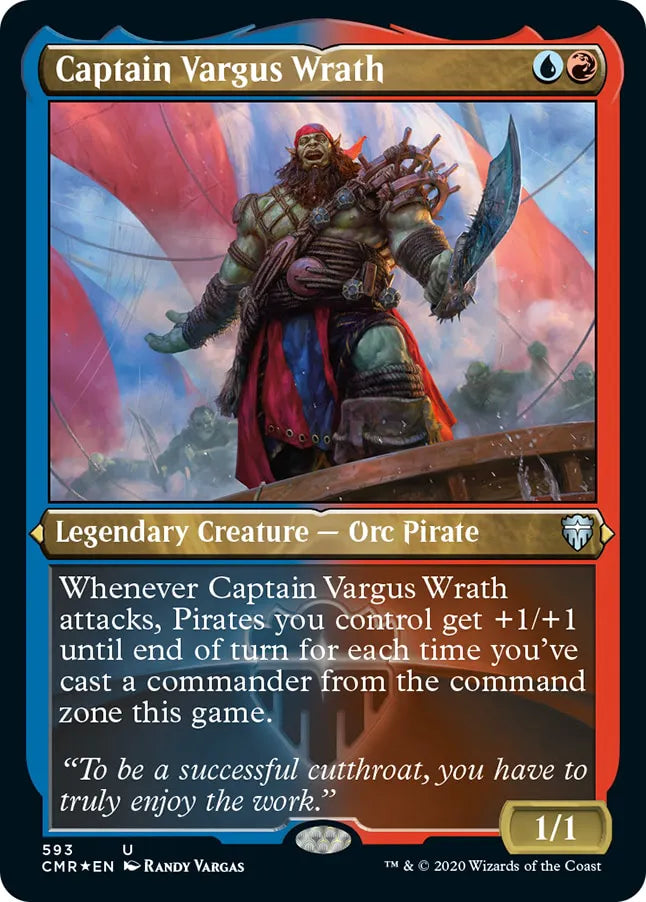 Captain Vargus Wrath 593 (Commander Legends)  - Etched Foil | Good Games Morley
