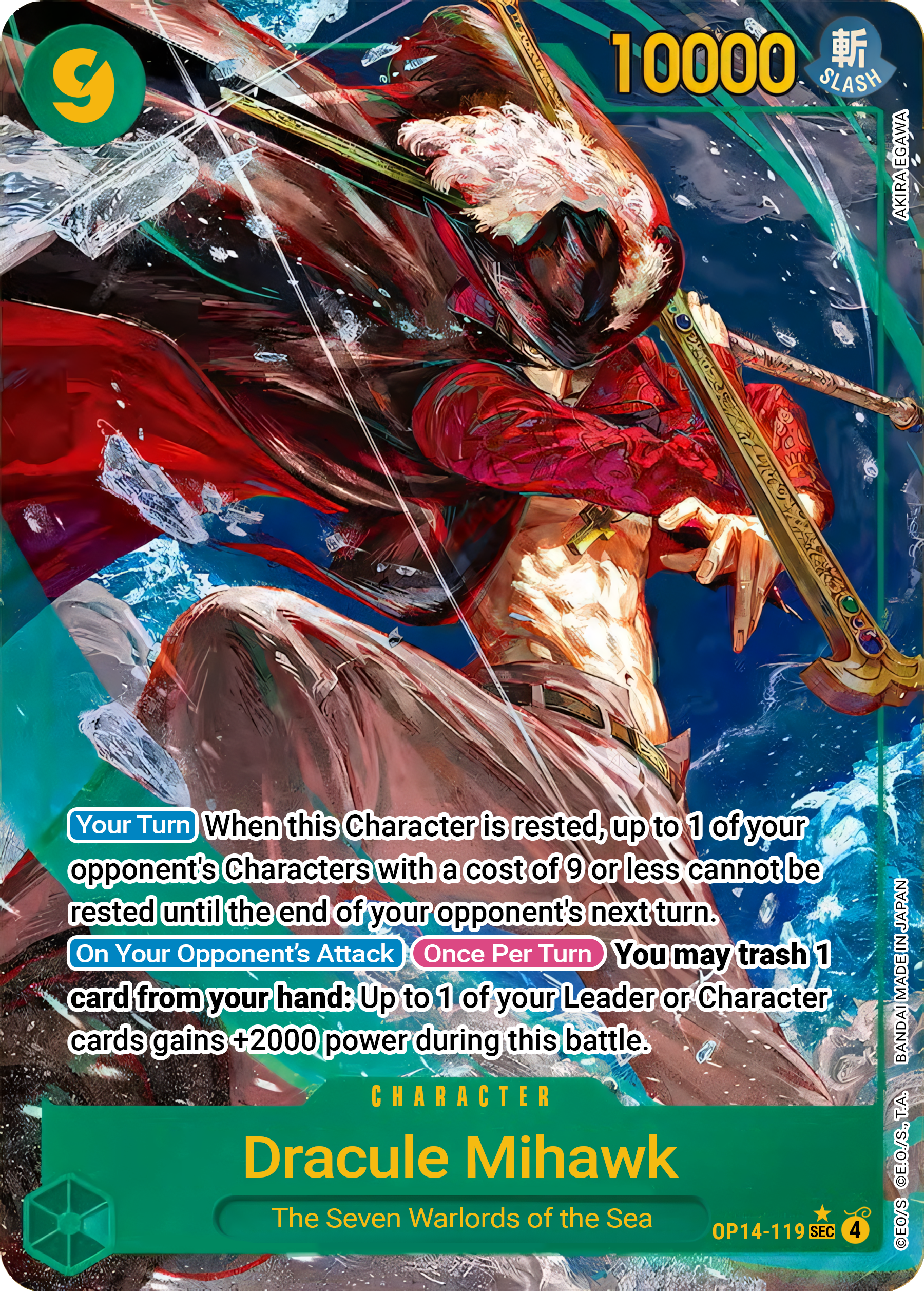 Dracule Mihawk OP14-119 (The Azure Sea's Seven)  - Alternate Art Foil | Good Games Morley