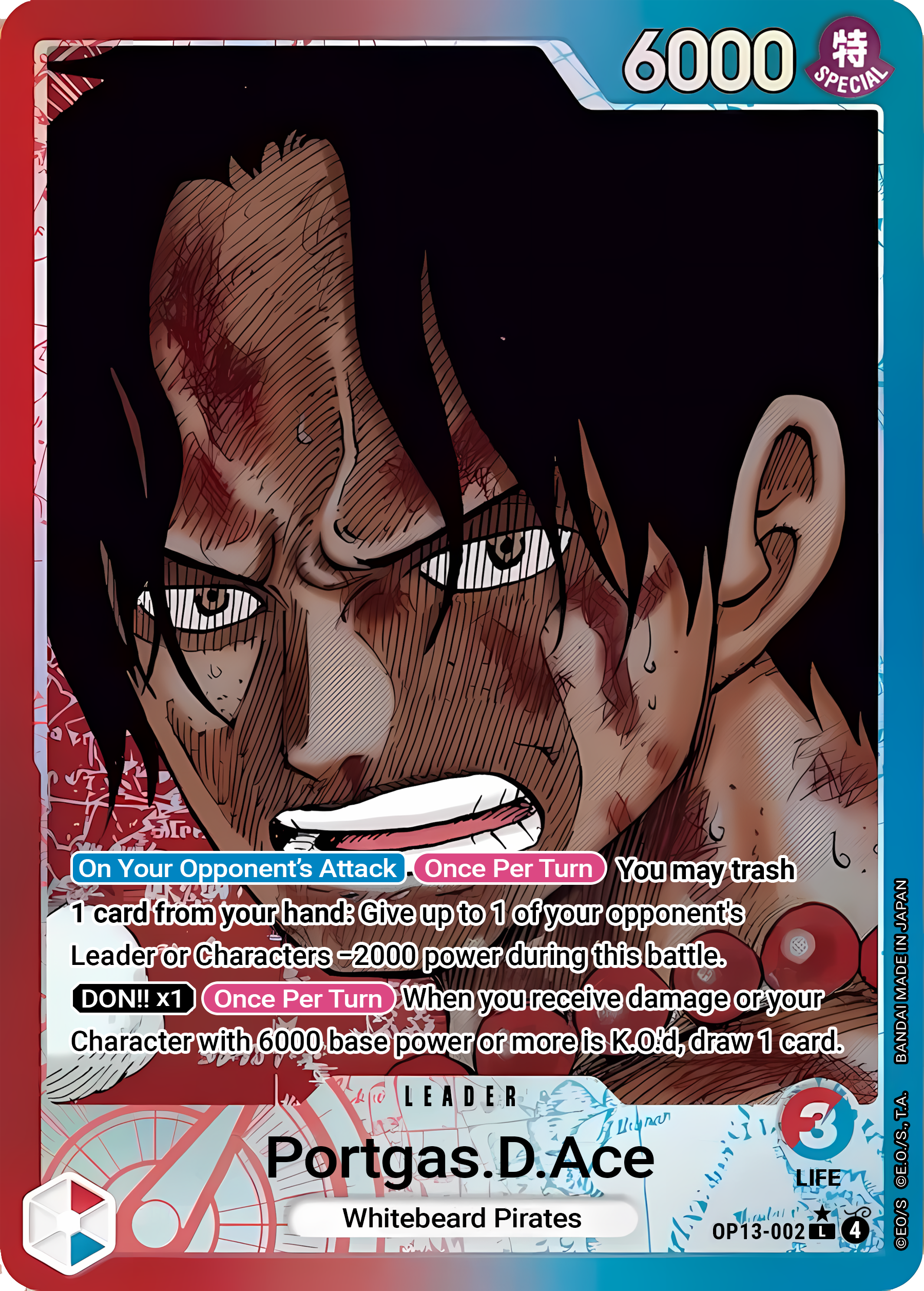 Portgas.D.Ace OP13-002 (Carrying On His Will)  - Alternate Art Foil | Good Games Morley