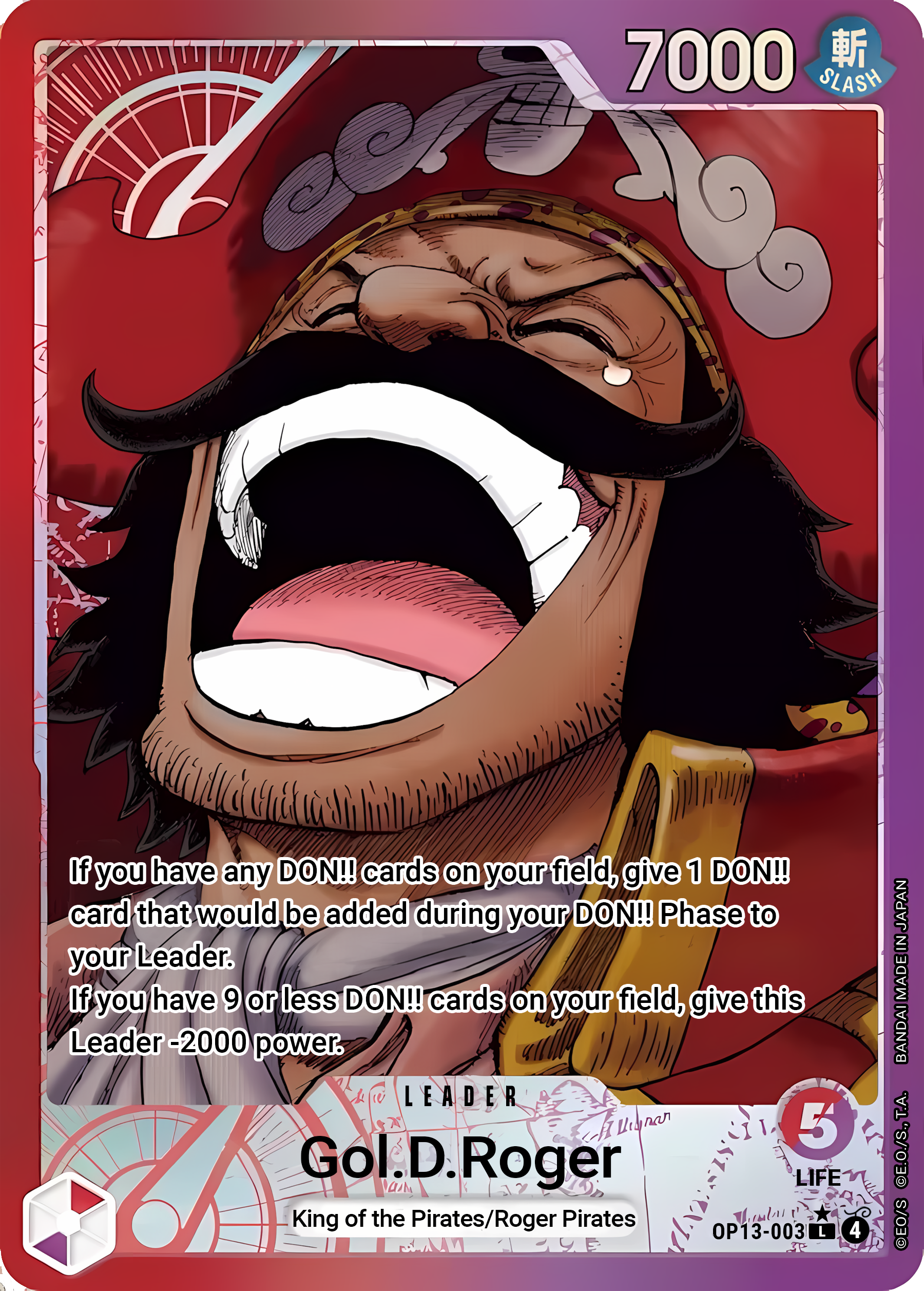 Gol.D.Roger OP13-003 (Carrying On His Will)  - Alternate Art Foil | Good Games Morley