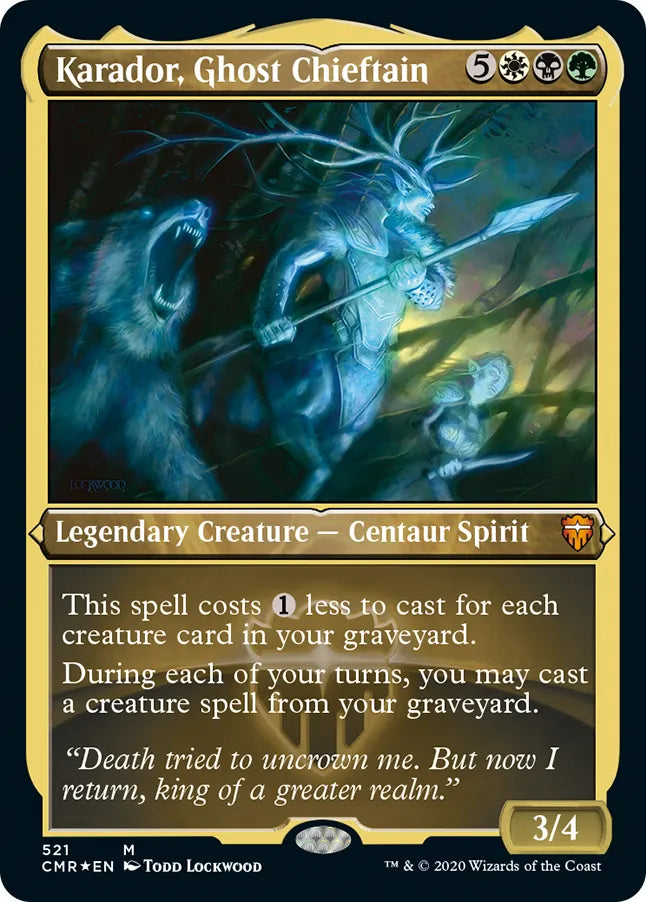 Karador, Ghost Chieftain 521 (Commander Legends)  - Etched Foil | Good Games Morley