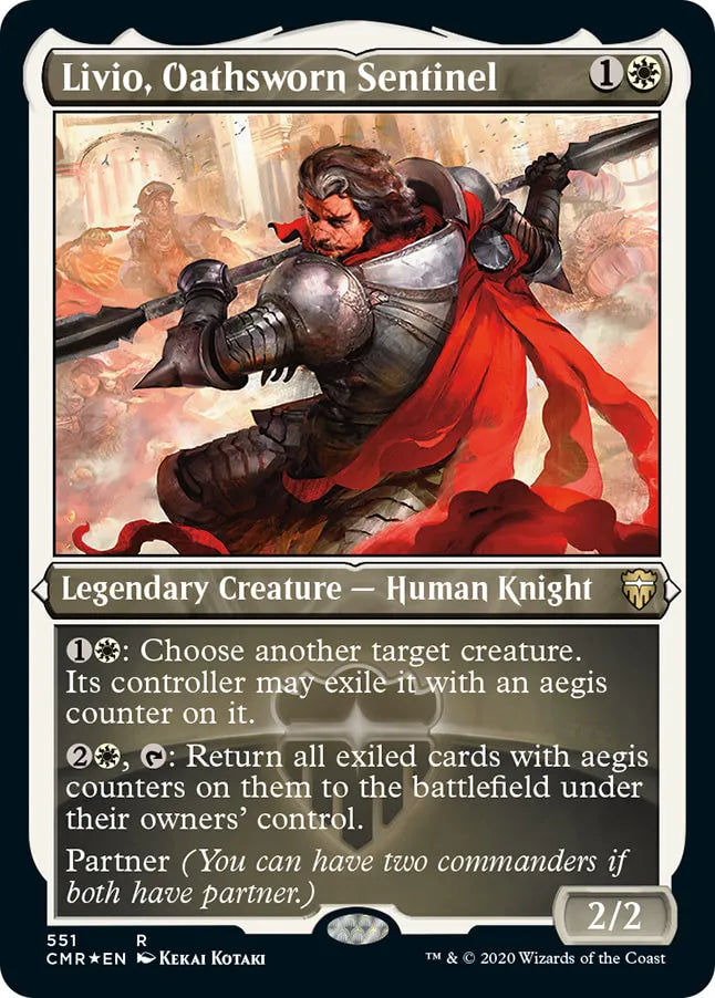 Livio, Oathsworn Sentinel 551 (Commander Legends)  - Etched Foil | Good Games Morley
