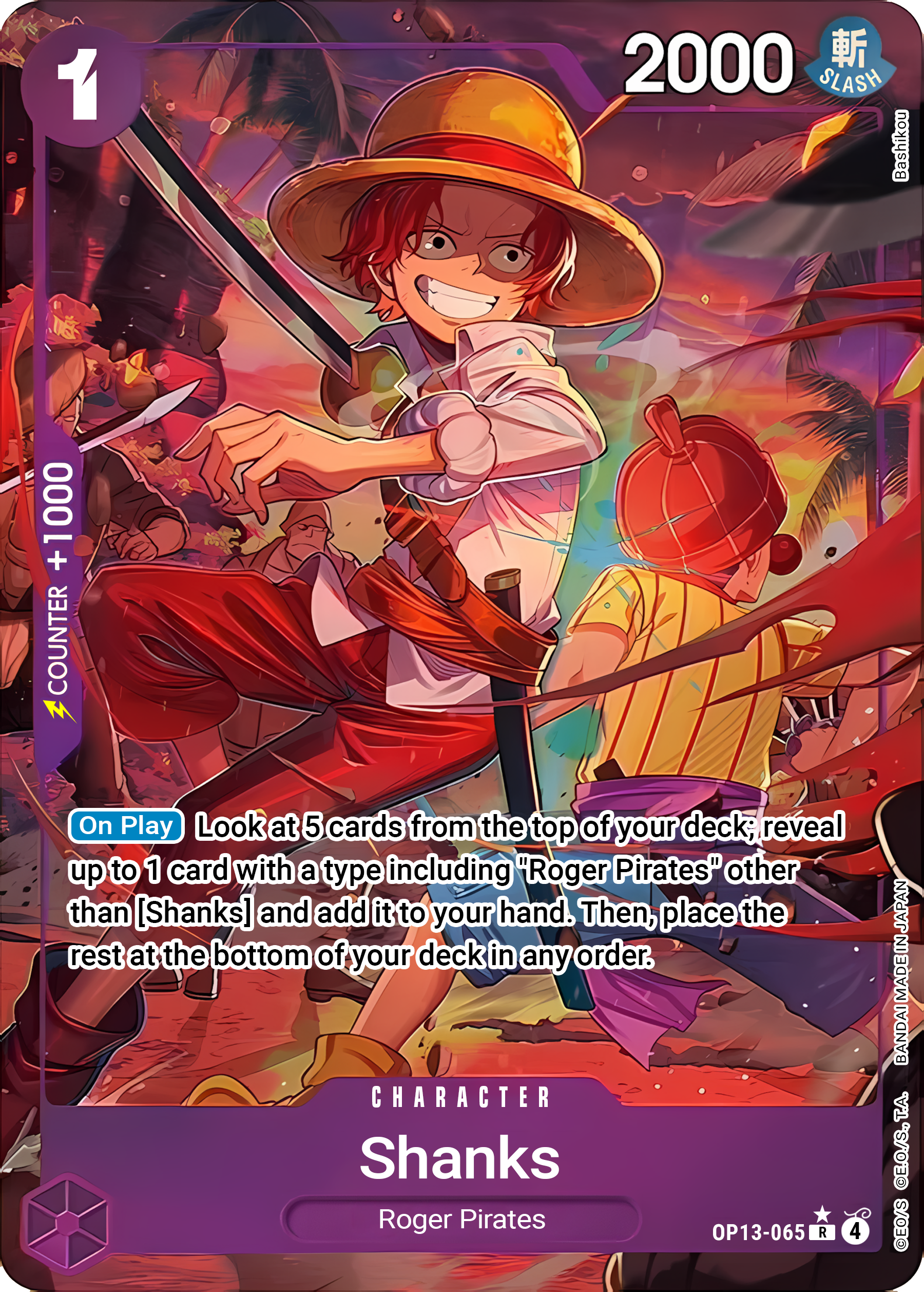 Shanks OP13-065 (Carrying On His Will)  - Alternate Art Foil | Good Games Morley