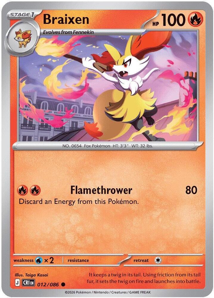 Braixen 012/086 (ME04: Chaos Rising)  | Good Games Morley